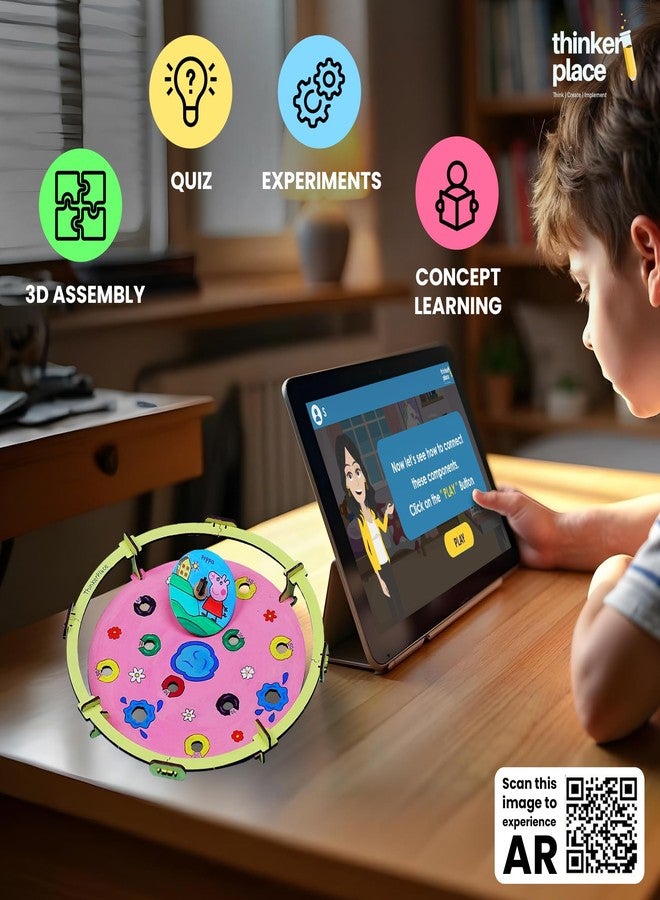 ThinkerPlace Peppa Pig DIY Muddy Puddle Spin Tops Game | Build, Color & Play with Peppa Pig Spin Tops | Stem Educational Toy for Kids Age 3, 4, 5+ Years | Science & Learning Toy, Multicolor - Image 5